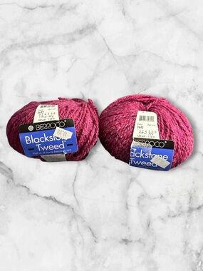 Berroco Blackstone Tweed color 2642 Rhubarb lot of 2 NWT wool, mohair, angora